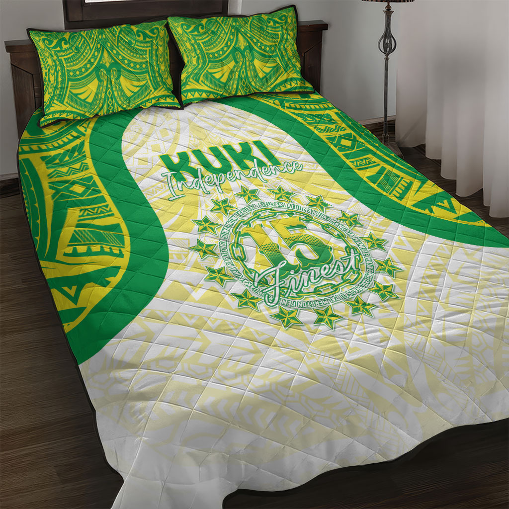 Kuki Independence 2026 Quilt Bed Set Cook Islands 15 Finest White Version LT05 White - Polynesian Pride