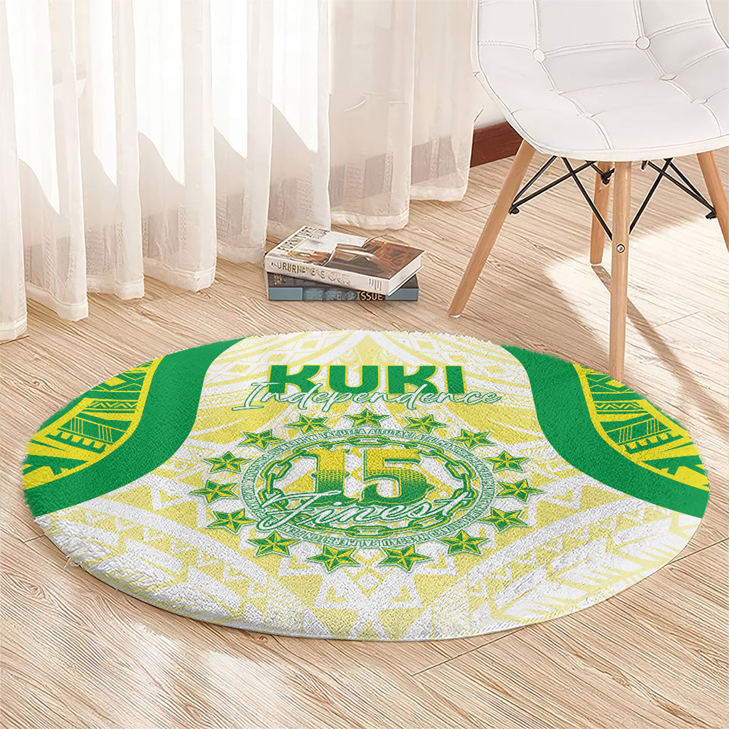 Kuki Independence 2026 Round Carpet Cook Islands 15 Finest White Version LT05 - Polynesian Pride