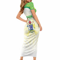 Kuki Independence 2026 Short Sleeve Bodycon Dress Cook Islands 15 Finest White Version LT05 - Polynesian Pride