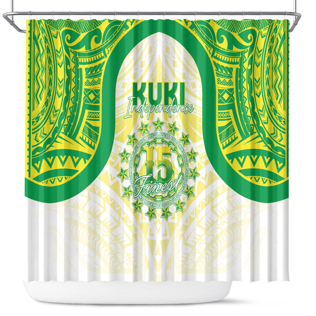 Kuki Independence 2026 Shower Curtain Cook Islands 15 Finest White Version LT05 White - Polynesian Pride