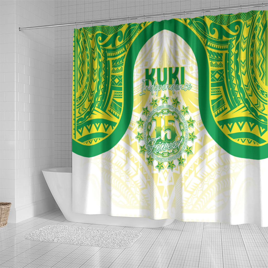 Kuki Independence 2026 Shower Curtain Cook Islands 15 Finest White Version LT05 - Polynesian Pride