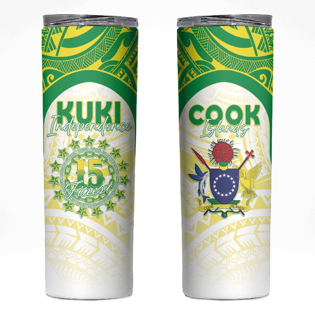 Kuki Independence 2026 Skinny Tumbler Cook Islands 15 Finest White Version LT05 White - Polynesian Pride