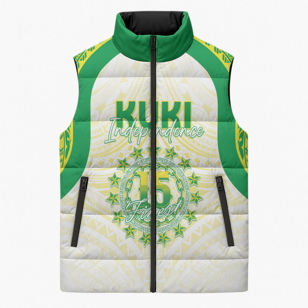 Kuki Independence 2026 Sleeveless Puffer Jacket Cook Islands 15 Finest White Version LT05 Unisex White - Polynesian Pride
