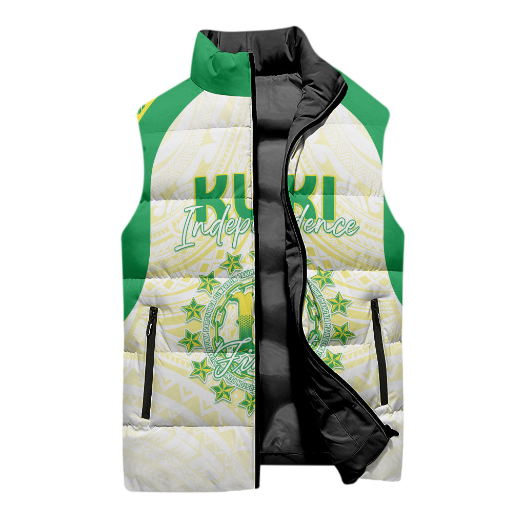 Kuki Independence 2026 Sleeveless Puffer Jacket Cook Islands 15 Finest White Version LT05 - Polynesian Pride