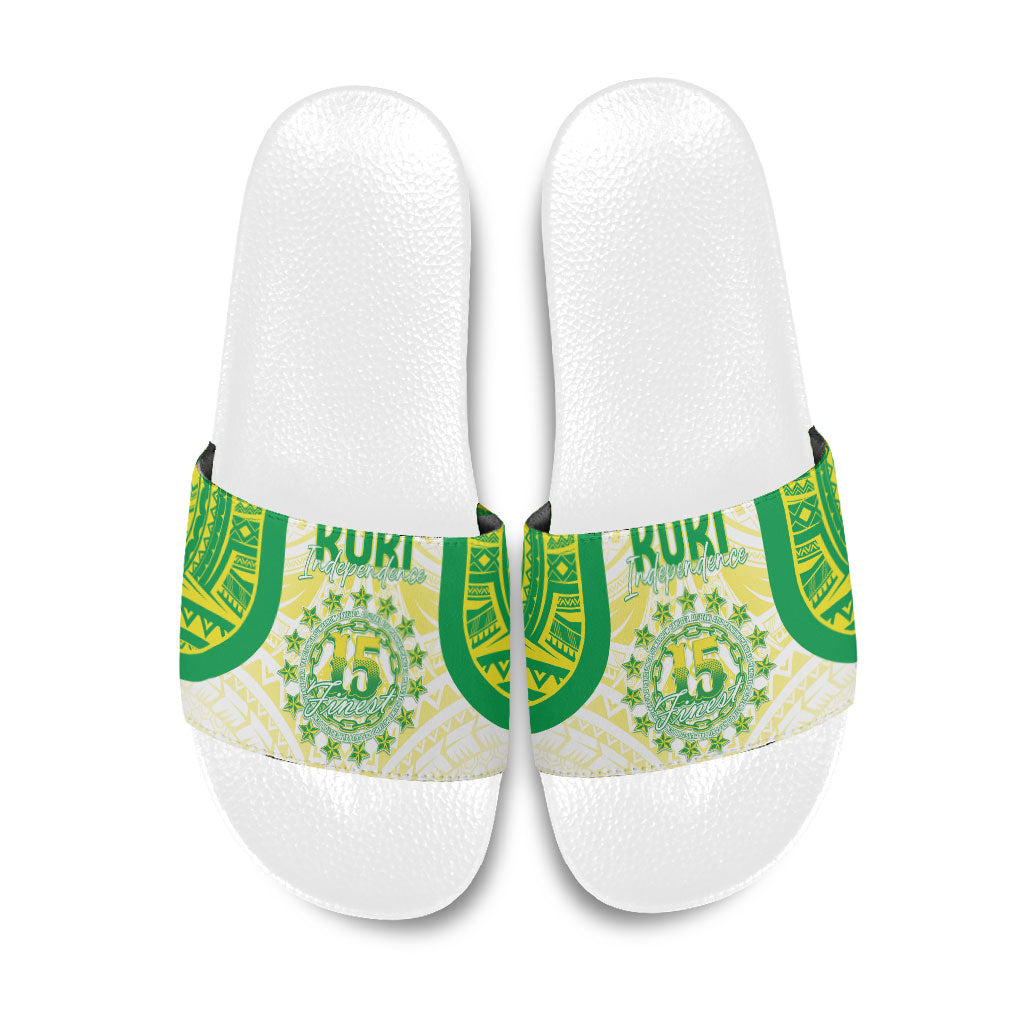 Kuki Independence 2026 Slide Sandals Cook Islands 15 Finest White Version LT05 White - Polynesian Pride