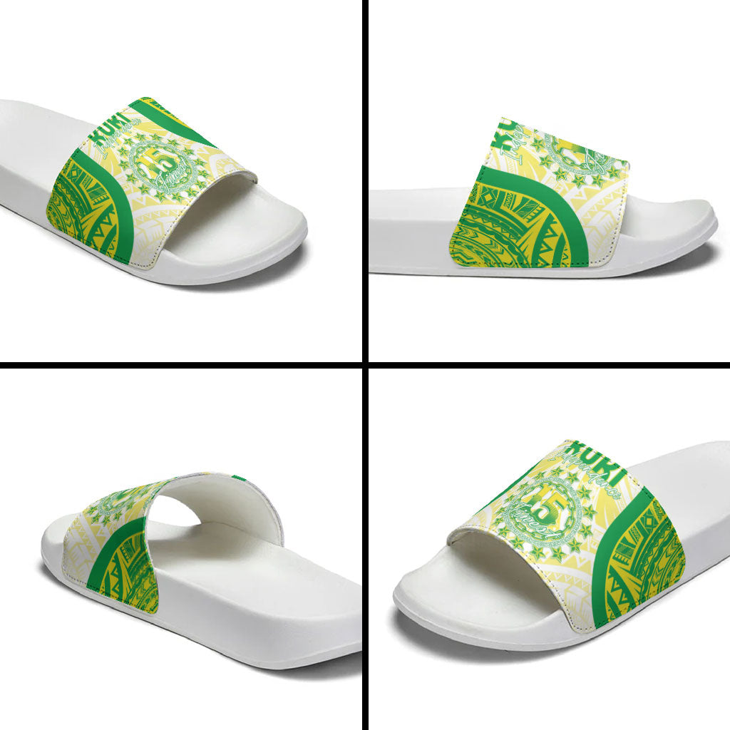Kuki Independence 2026 Slide Sandals Cook Islands 15 Finest White Version LT05 - Polynesian Pride