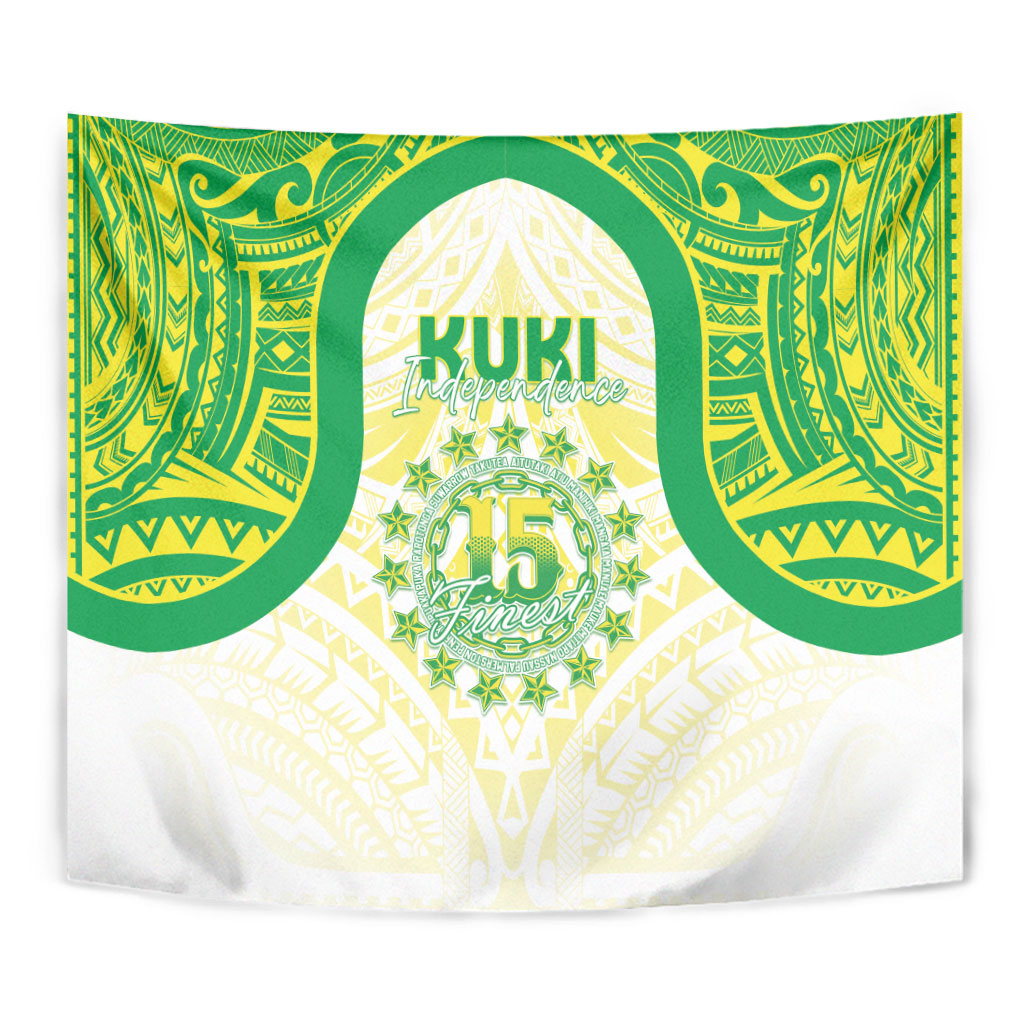 Kuki Independence 2026 Tapestry Cook Islands 15 Finest White Version LT05 - Polynesian Pride