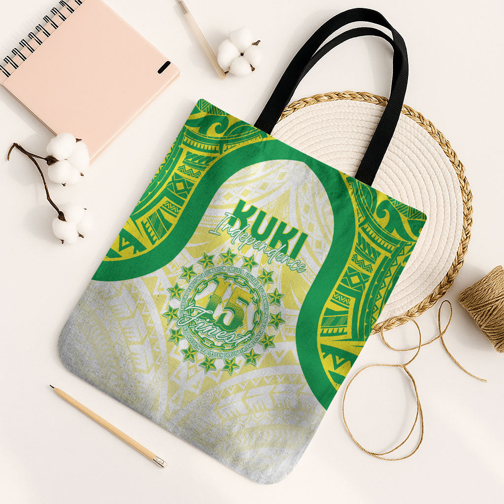 Kuki Independence 2026 Tote Bag Cook Islands 15 Finest White Version LT05 Black Strap One Size White - Polynesian Pride