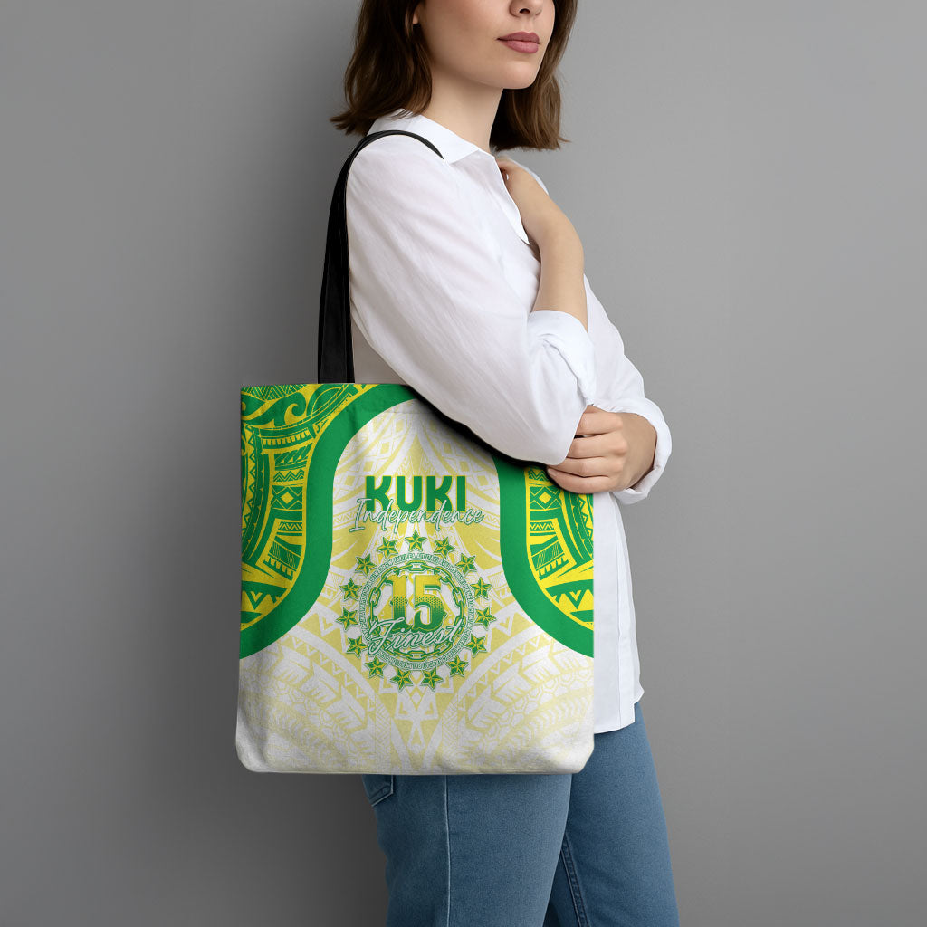 Kuki Independence 2026 Tote Bag Cook Islands 15 Finest White Version LT05 - Polynesian Pride