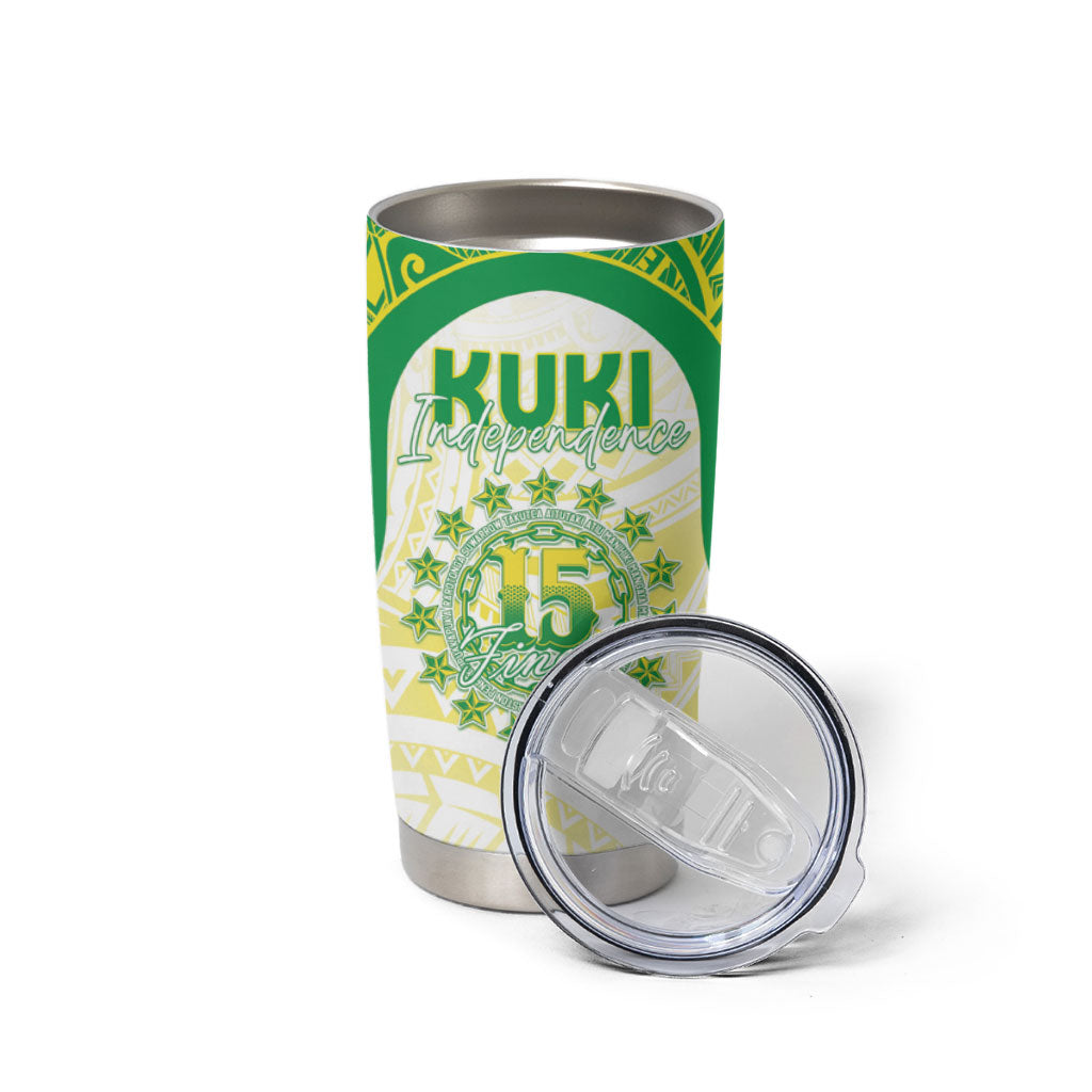Kuki Independence 2026 Tumbler Cup Cook Islands 15 Finest White Version LT05 - Polynesian Pride