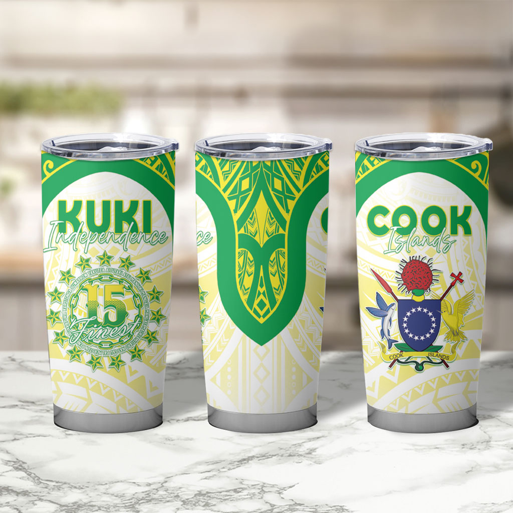 Kuki Independence 2026 Tumbler Cup Cook Islands 15 Finest White Version LT05 - Polynesian Pride