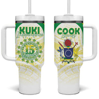 Kuki Independence 2026 Tumbler With Handle Cook Islands 15 Finest White Version LT05 One Size: 40 oz White - Polynesian Pride