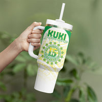 Kuki Independence 2026 Tumbler With Handle Cook Islands 15 Finest White Version LT05 - Polynesian Pride