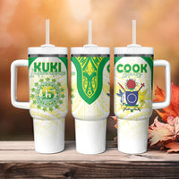 Kuki Independence 2026 Tumbler With Handle Cook Islands 15 Finest White Version LT05 - Polynesian Pride