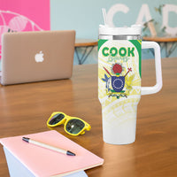 Kuki Independence 2026 Tumbler With Handle Cook Islands 15 Finest White Version LT05 - Polynesian Pride