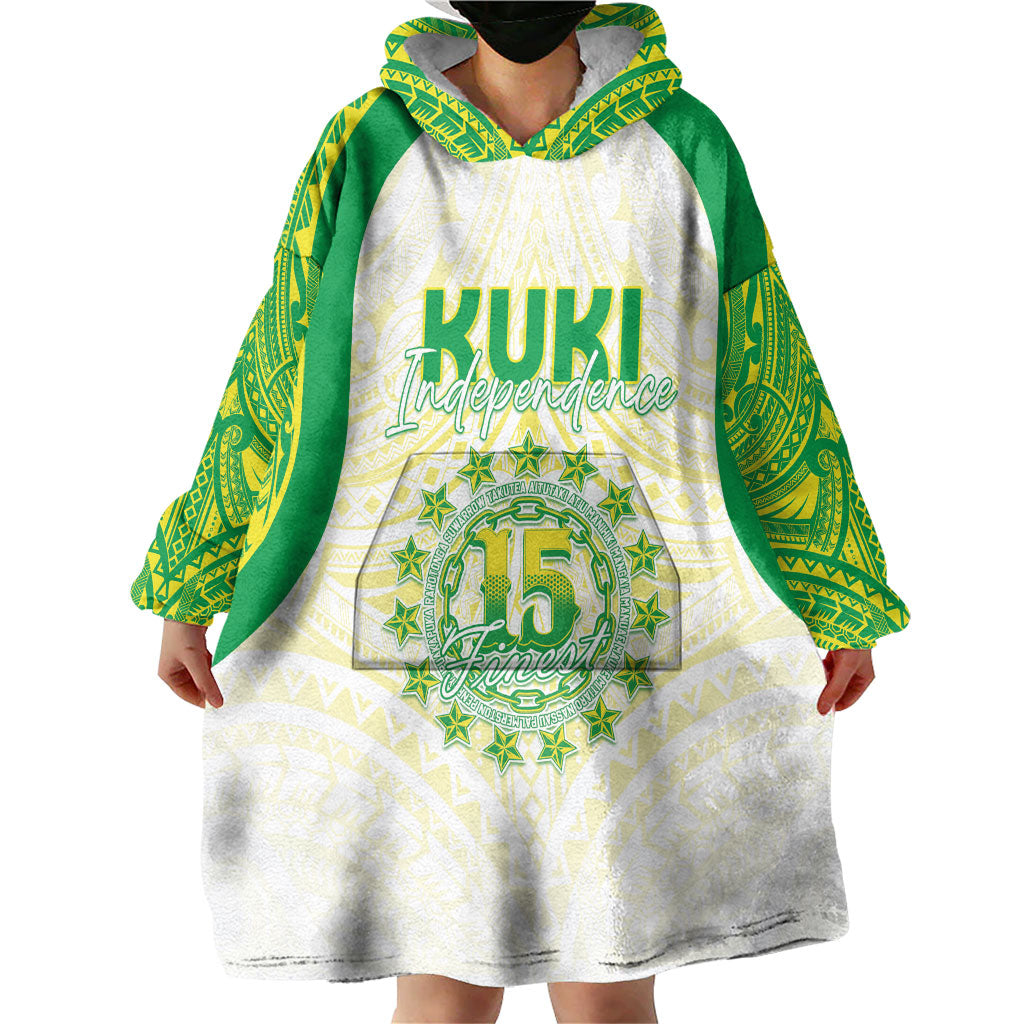 Kuki Independence 2026 Wearable Blanket Hoodie Cook Islands 15 Finest White Version LT05 - Polynesian Pride