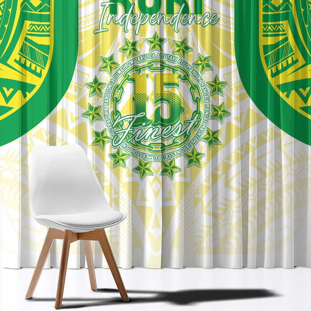 Kuki Independence 2026 Window Curtain Cook Islands 15 Finest White Version LT05 - Polynesian Pride