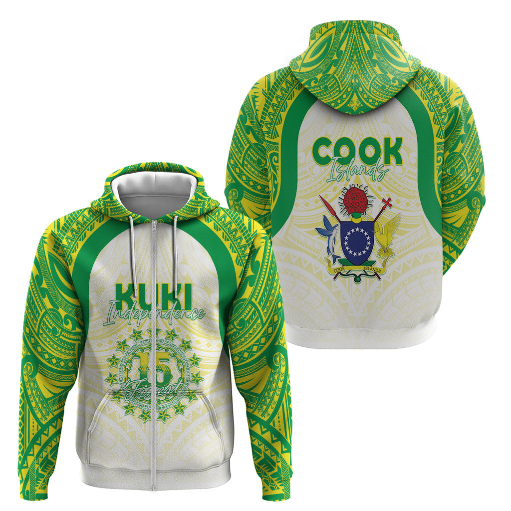 Kuki Independence 2026 Zip Hoodie Cook Islands 15 Finest White Version LT05 - Polynesian Pride