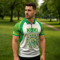 Kuki Independence 2026 Zipper Polo Shirt Cook Islands 15 Finest White Version LT05 - Polynesian Pride