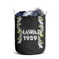 Hawaii Statehood Day Laundry Basket Kakau Pattern With Maile Pikake Honohono Lei LT05 - Polynesian Pride