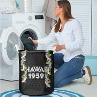Hawaii Statehood Day Laundry Basket Kakau Pattern With Maile Pikake Honohono Lei LT05 - Polynesian Pride