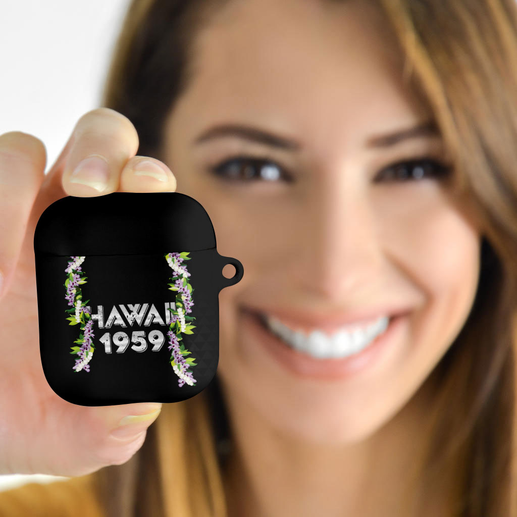Hawaii Statehood Day AirPods Case Kakau Pattern With Maile Pikake Honohono Lei LT05 - Polynesian Pride