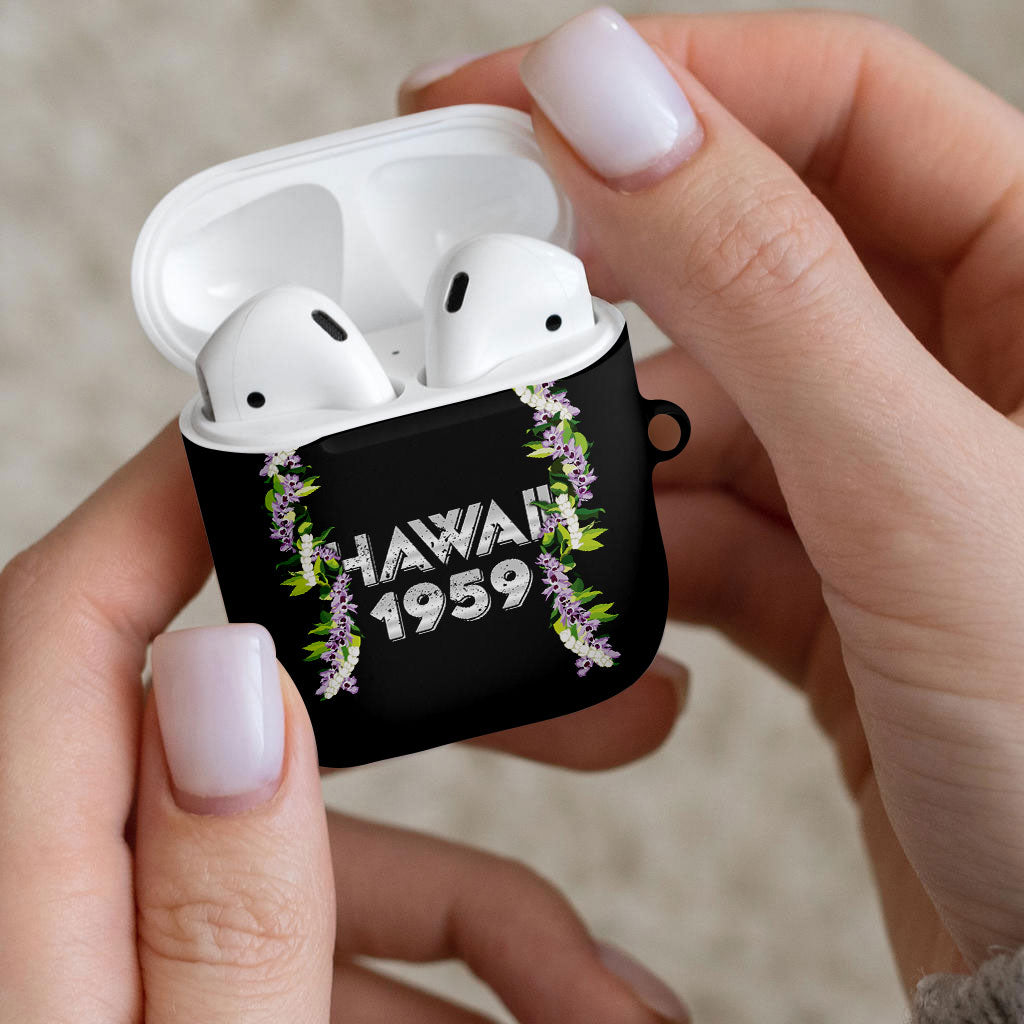 Hawaii Statehood Day AirPods Case Kakau Pattern With Maile Pikake Honohono Lei LT05 - Polynesian Pride