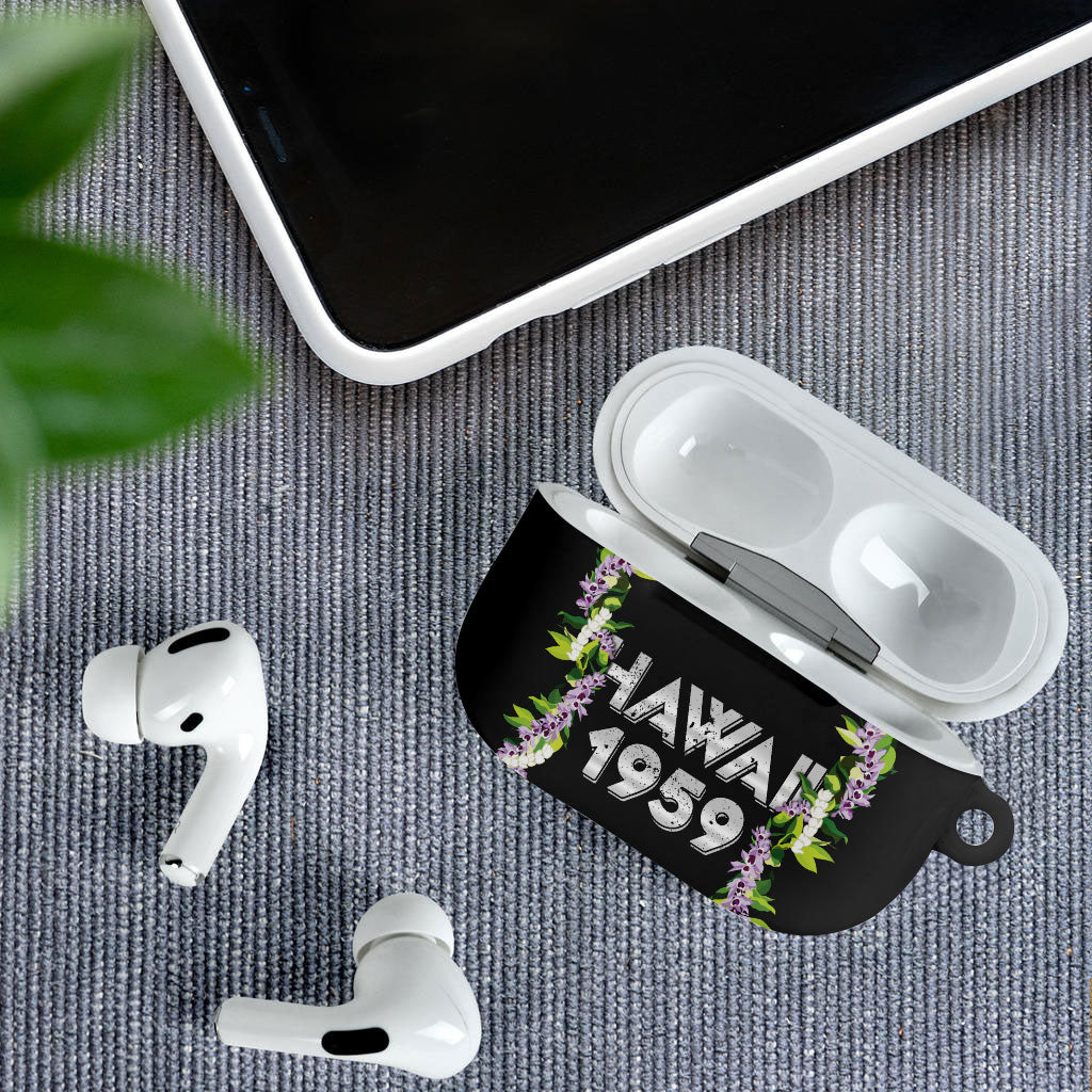 Hawaii Statehood Day AirPods Case Kakau Pattern With Maile Pikake Honohono Lei LT05 - Polynesian Pride