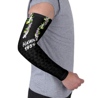 Hawaii Statehood Day Arm Sleeves Kakau Pattern With Maile Pikake Honohono Lei LT05 - Polynesian Pride