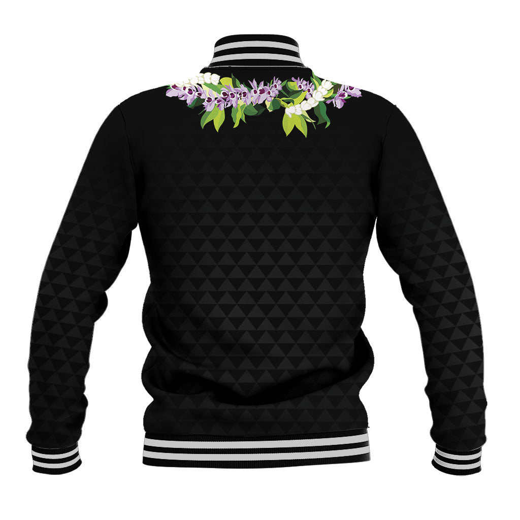 Hawaii Statehood Day Baseball Jacket Kakau Pattern With Maile Pikake Honohono Lei LT05 - Polynesian Pride