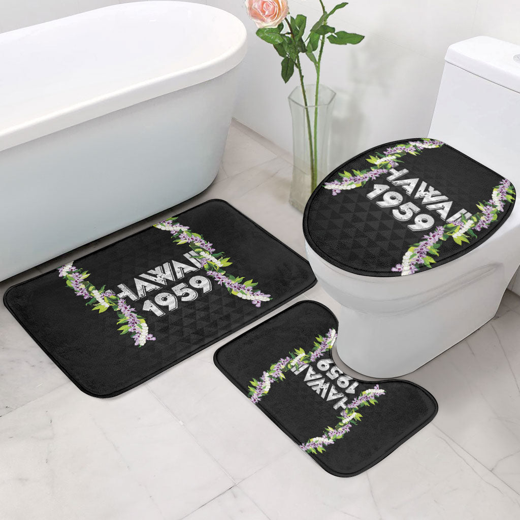 Hawaii Statehood Day Bathroom Set Kakau Pattern With Maile Pikake Honohono Lei LT05 - Polynesian Pride