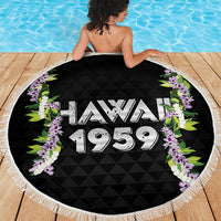 Hawaii Statehood Day Beach Blanket Kakau Pattern With Maile Pikake Honohono Lei LT05 - Polynesian Pride