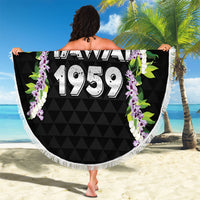 Hawaii Statehood Day Beach Blanket Kakau Pattern With Maile Pikake Honohono Lei LT05 - Polynesian Pride