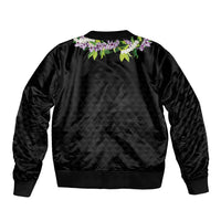 Hawaii Statehood Day Bomber Jacket Kakau Pattern With Maile Pikake Honohono Lei LT05 - Polynesian Pride