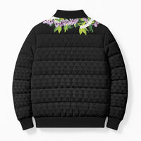 Hawaii Statehood Day Bomber Puffer Jacket Kakau Pattern With Maile Pikake Honohono Lei LT05 - Polynesian Pride