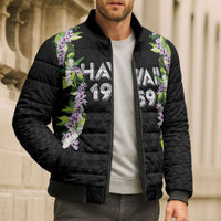 Hawaii Statehood Day Bomber Puffer Jacket Kakau Pattern With Maile Pikake Honohono Lei LT05 - Polynesian Pride