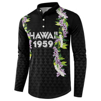 Hawaii Statehood Day Button Sweatshirt Kakau Pattern With Maile Pikake Honohono Lei LT05 - Polynesian Pride
