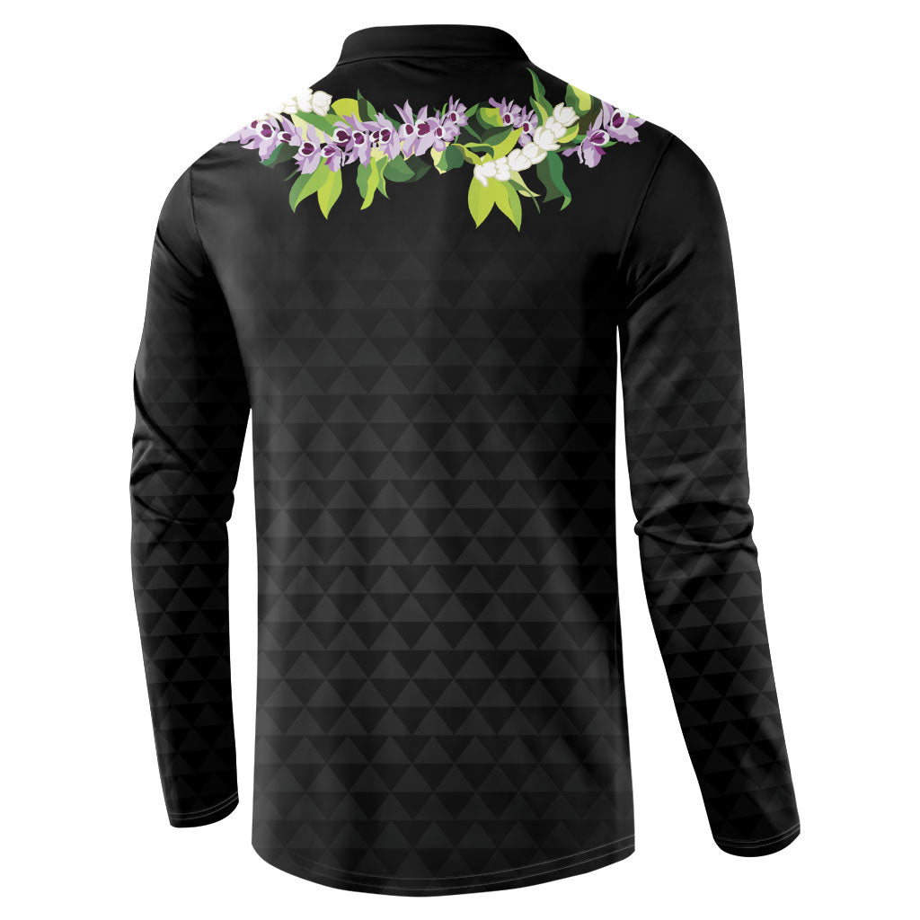 Hawaii Statehood Day Button Sweatshirt Kakau Pattern With Maile Pikake Honohono Lei LT05 - Polynesian Pride