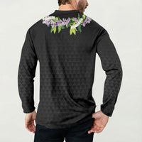 Hawaii Statehood Day Button Sweatshirt Kakau Pattern With Maile Pikake Honohono Lei LT05 - Polynesian Pride
