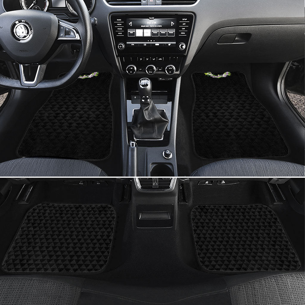Hawaii Statehood Day Car Mats Kakau Pattern With Maile Pikake Honohono Lei LT05 Set 4pcs Black - Polynesian Pride