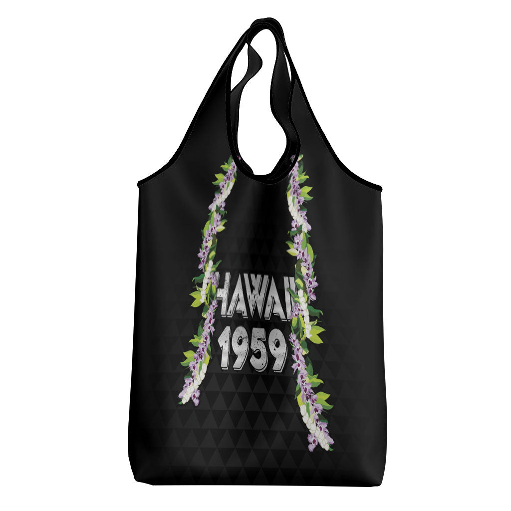 Hawaii Statehood Day Grocery Bag Kakau Pattern With Maile Pikake Honohono Lei LT05 - Polynesian Pride