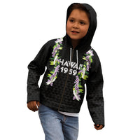 Hawaii Statehood Day Kid Hoodie Kakau Pattern With Maile Pikake Honohono Lei LT05 - Polynesian Pride