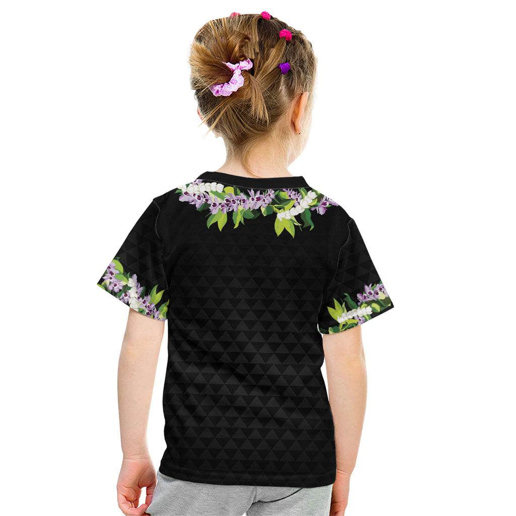 Hawaii Statehood Day Kid T Shirt Kakau Pattern With Maile Pikake Honohono Lei LT05 - Polynesian Pride
