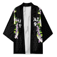 Hawaii Statehood Day Kimono Kakau Pattern With Maile Pikake Honohono Lei LT05 Unisex Black - Polynesian Pride