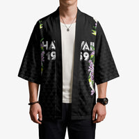 Hawaii Statehood Day Kimono Kakau Pattern With Maile Pikake Honohono Lei LT05 - Polynesian Pride