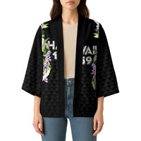 Hawaii Statehood Day Kimono Kakau Pattern With Maile Pikake Honohono Lei LT05 - Polynesian Pride