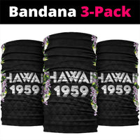 Hawaii Statehood Day Neck Gaiter Kakau Pattern With Maile Pikake Honohono Lei LT05 package One Size: 25*50cm Black - Polynesian Pride