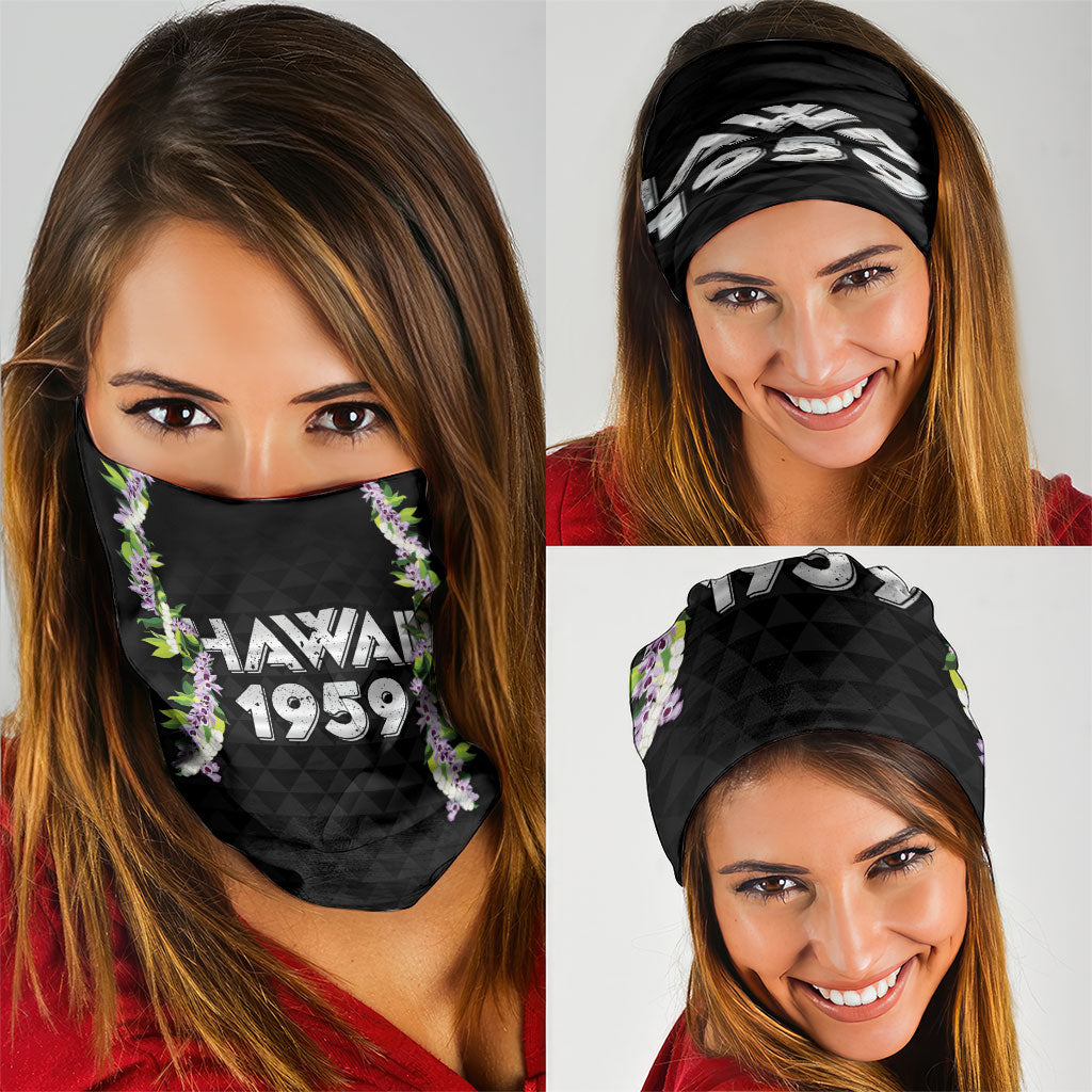 Hawaii Statehood Day Neck Gaiter Kakau Pattern With Maile Pikake Honohono Lei LT05 - Polynesian Pride