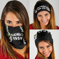 Hawaii Statehood Day Neck Gaiter Kakau Pattern With Maile Pikake Honohono Lei LT05 - Polynesian Pride