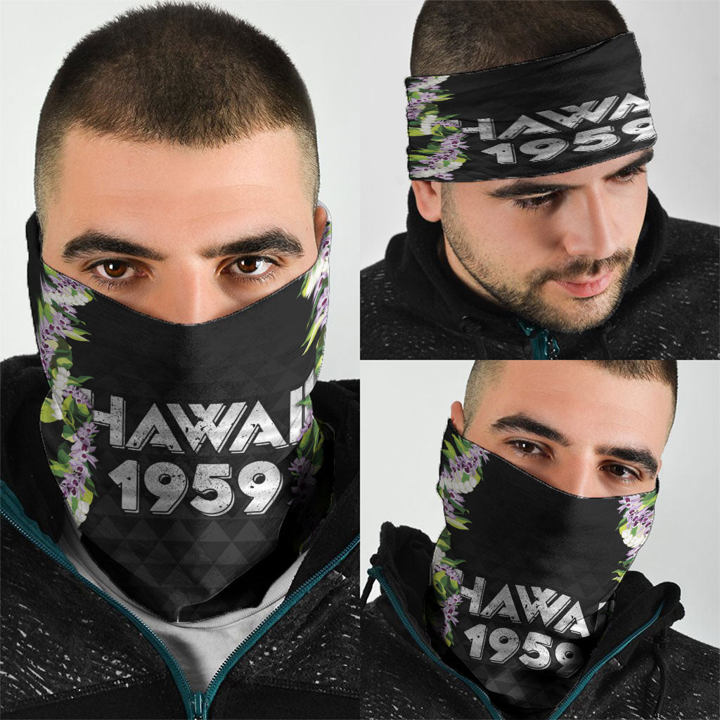 Hawaii Statehood Day Neck Gaiter Kakau Pattern With Maile Pikake Honohono Lei LT05 - Polynesian Pride